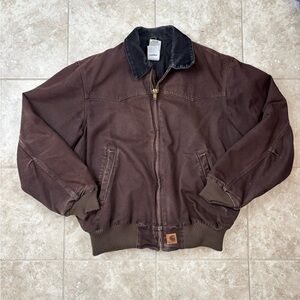 Carhartt Chocolate Bomber Jacket with Charcoal Collar